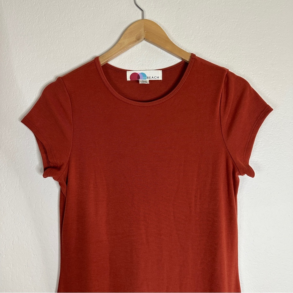 FREE PEOPLE BEACH burnt orange Good Feels slim midi dress M - Picture 2 of 10